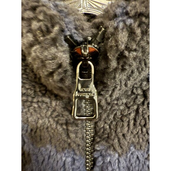 Louis Vuitton Mens Checkered Sherpa Fleece Jacket L Gray & Blue Made In Italy - Picture 12 of 16